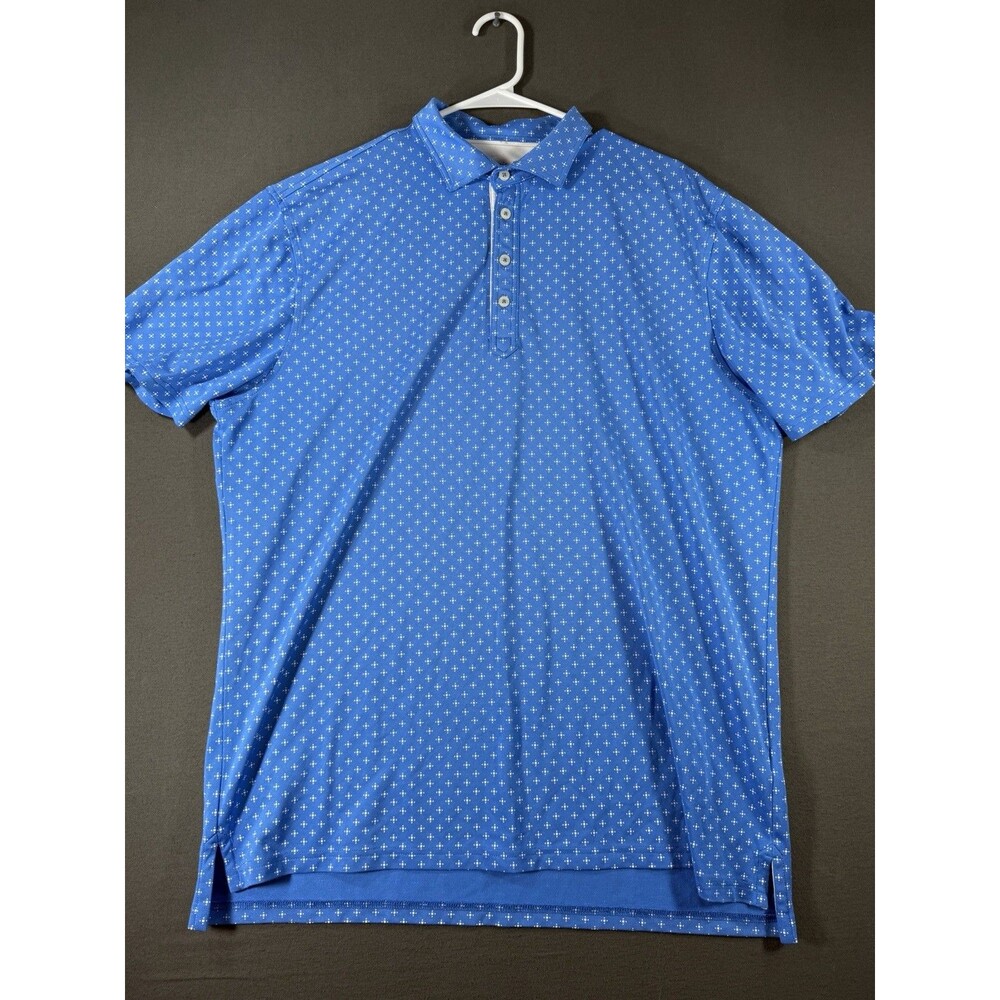 Johnnie O Polo Shirt Mens Large Riptide Blue Geometric Hinton Golf Performance